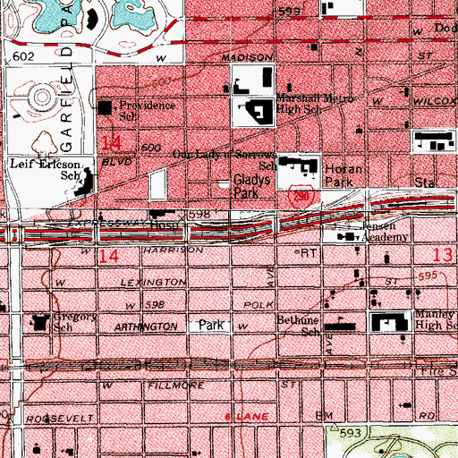 Topographic Map of Interchange 26B, IL
