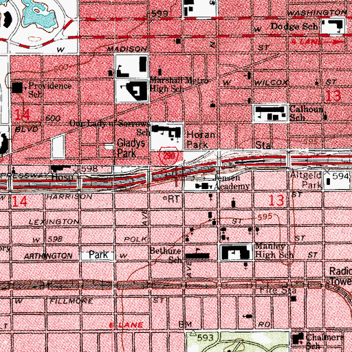 Topographic Map of Interchange 27A, IL