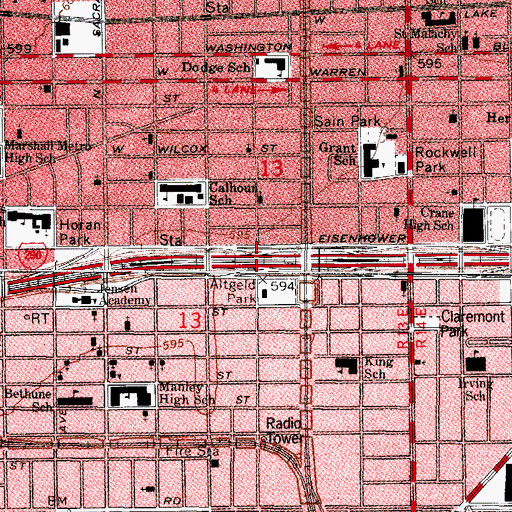 Topographic Map of Interchange 27B, IL