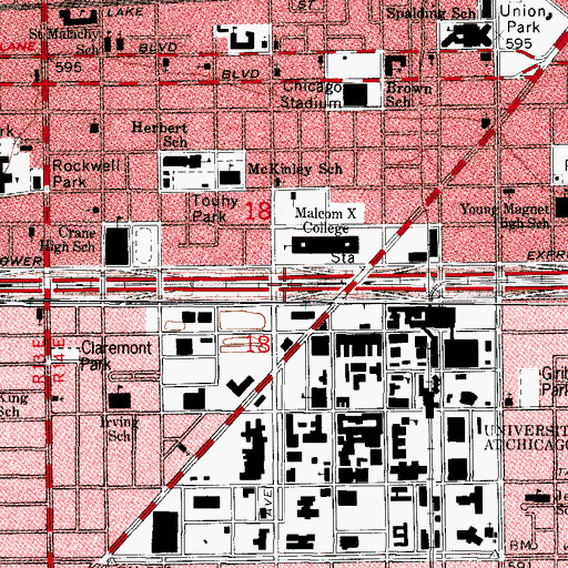 Topographic Map of Interchange 28A, IL
