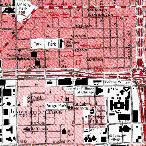 Topographic Map of Interchange 29A, IL