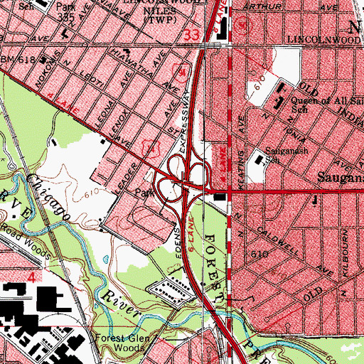 Topographic Map of Interchange 41A-B, IL