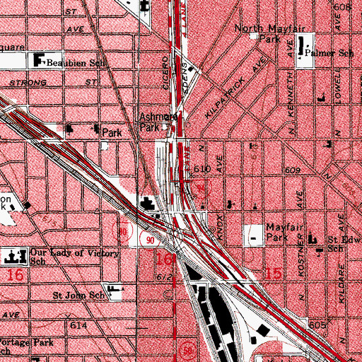 Topographic Map of Interchange 43A, IL