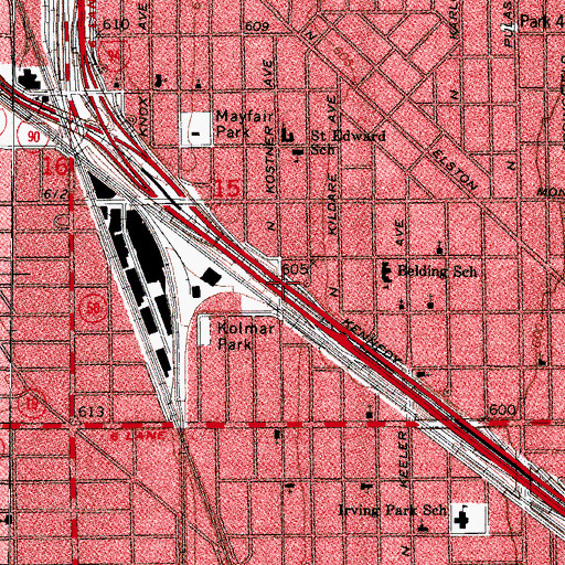 Topographic Map of Interchange 43D, IL