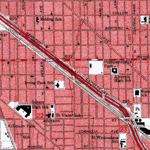 Topographic Map of Interchange 44B, IL