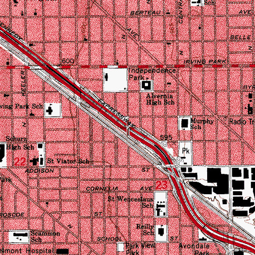 Topographic Map of Interchange 44C, IL