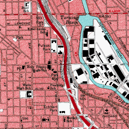 Topographic Map of Interchange 49A, IL