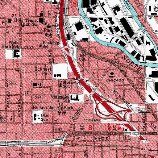 Topographic Map of Interchange 50A, IL