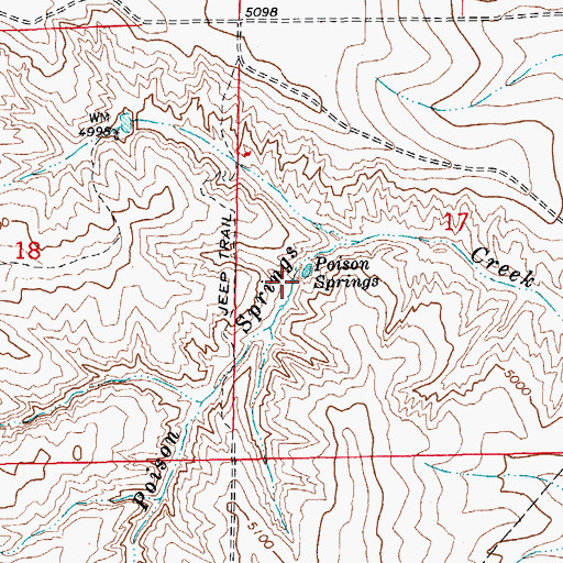 Topographic Map of Poision Springs, CO