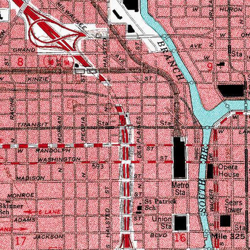 Topographic Map of Interchange 51A, IL