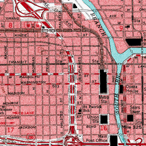 Topographic Map of Interchange 51B, IL