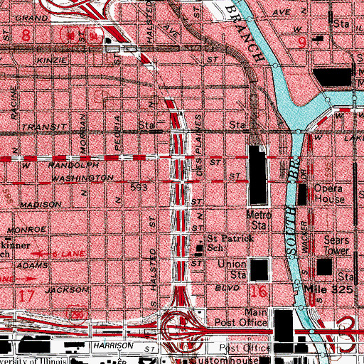 Topographic Map of Interchange 51C, IL