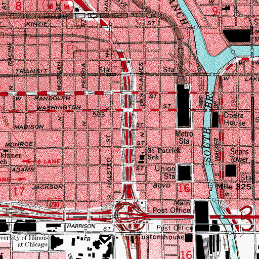 Topographic Map of Interchange 51D, IL