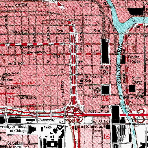 Topographic Map of Interchange 51E, IL