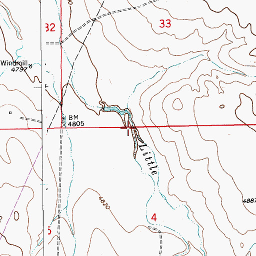 Topographic Map of East Fork Little Muddy Creek, CO