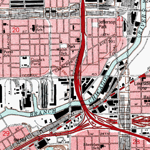 Topographic Map of Interchange 53A, IL