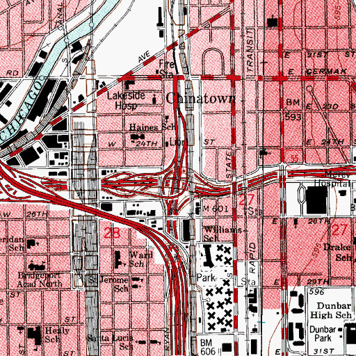 Topographic Map of Interchange 55A, IL