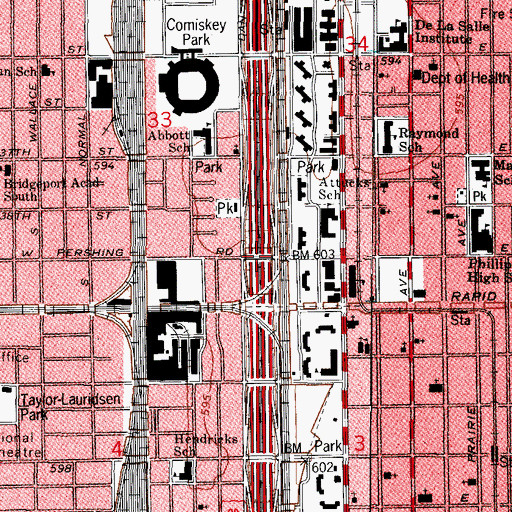 Topographic Map of Interchange 55B, IL