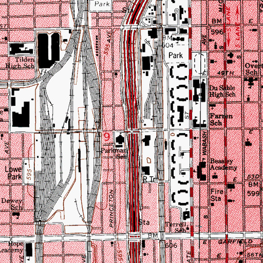 Topographic Map of Interchange 57A, IL