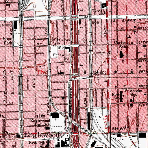 Topographic Map of Interchange 58A, IL