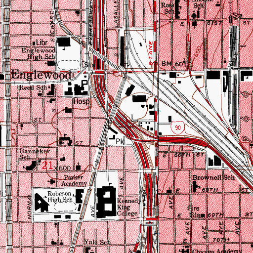 Topographic Map of Interchange 59A, IL