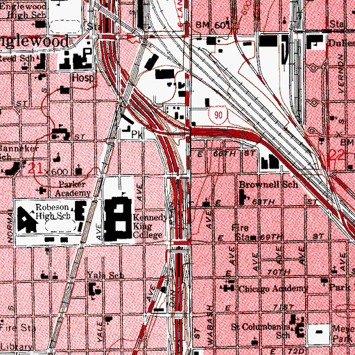 Topographic Map of Interchange 59B, IL