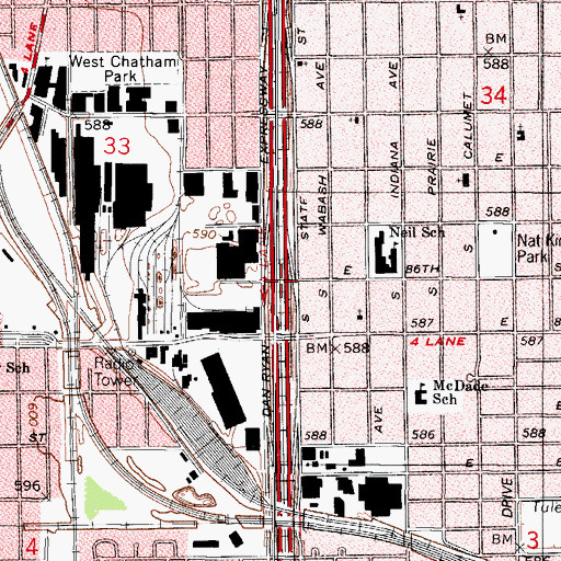 Topographic Map of Interchange 61, IL