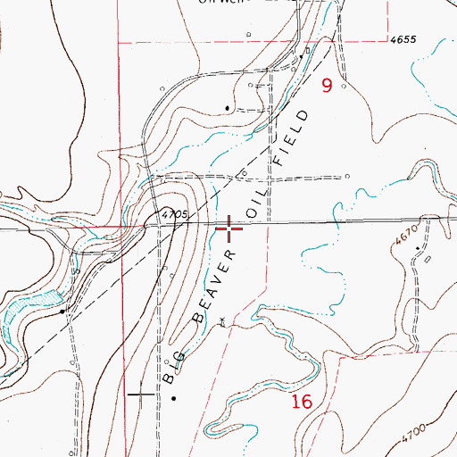 Topographic Map of Big Beaver Oil Field, CO