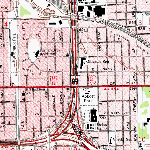 Topographic Map of Interchange 62, IL