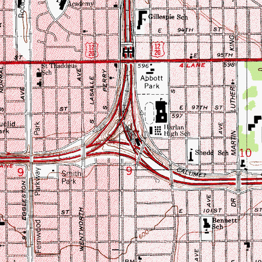 Topographic Map of Interchange 63, IL
