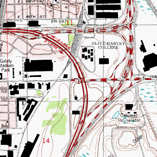 Topographic Map of Interchange 65, IL