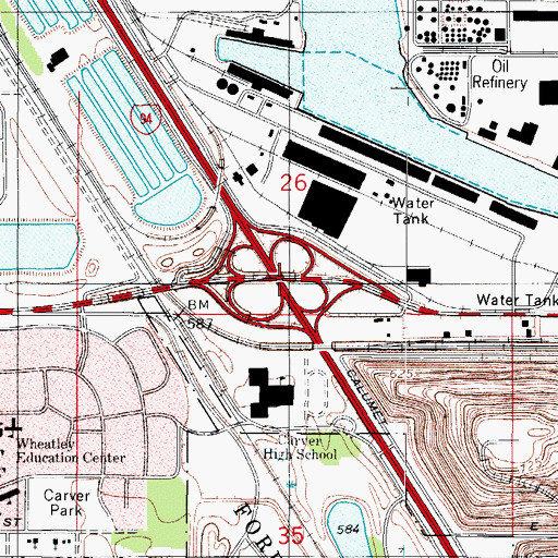Topographic Map of Interchange 68, IL