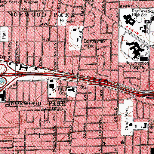 Topographic Map of Interchange 80, IL