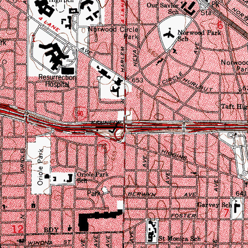 Topographic Map of Interchange 81A, IL
