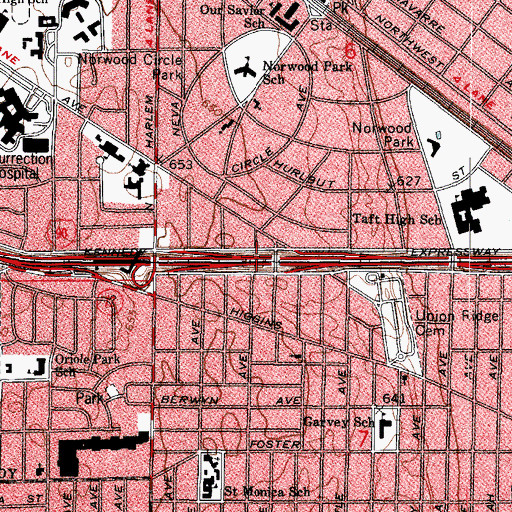 Topographic Map of Interchange 81B, IL