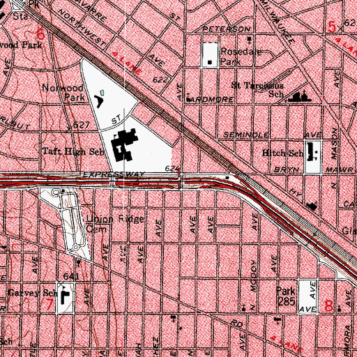 Topographic Map of Interchange 82A, IL