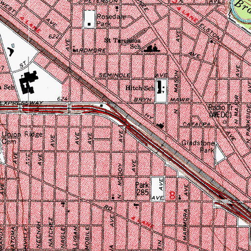 Topographic Map of Interchange 82B, IL