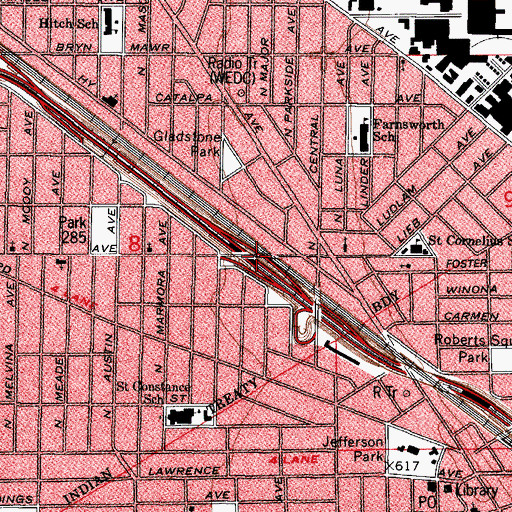 Topographic Map of Interchange 83A, IL