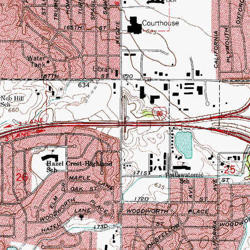 Topographic Map of Interchange 154, IL