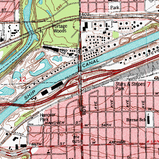 Topographic Map of Interchange 283, IL