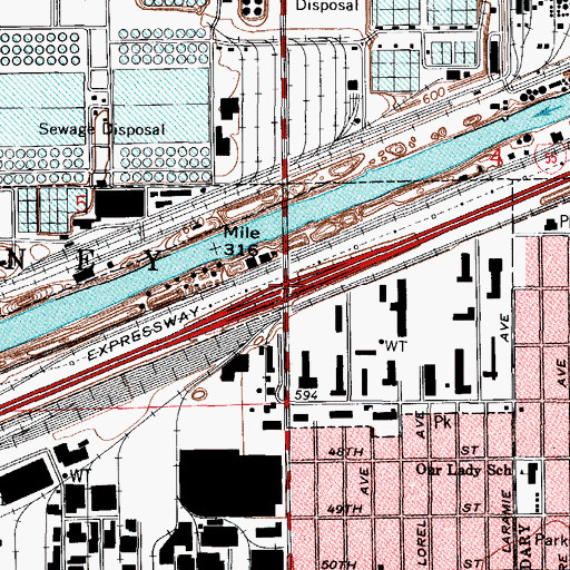 Topographic Map of Interchange 285, IL