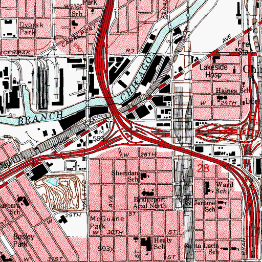Topographic Map of Interchange 292, IL