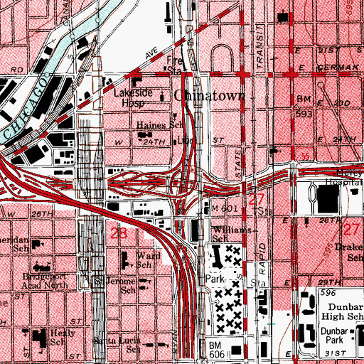 Topographic Map of Interchange 293A, IL