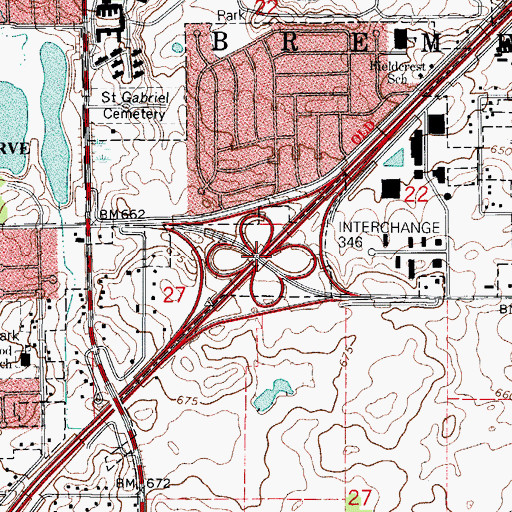 Topographic Map of Interchange 346, IL
