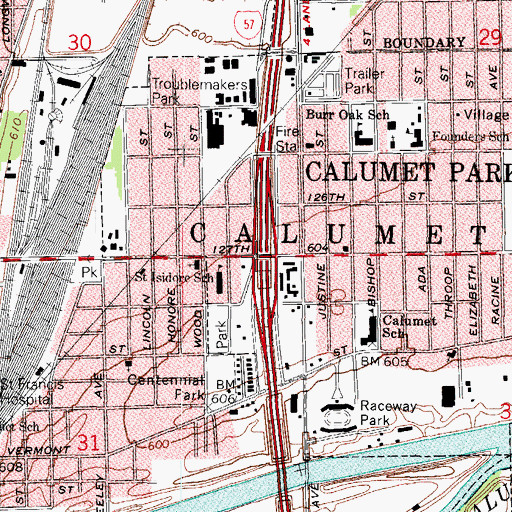 Topographic Map of Interchange 353, IL