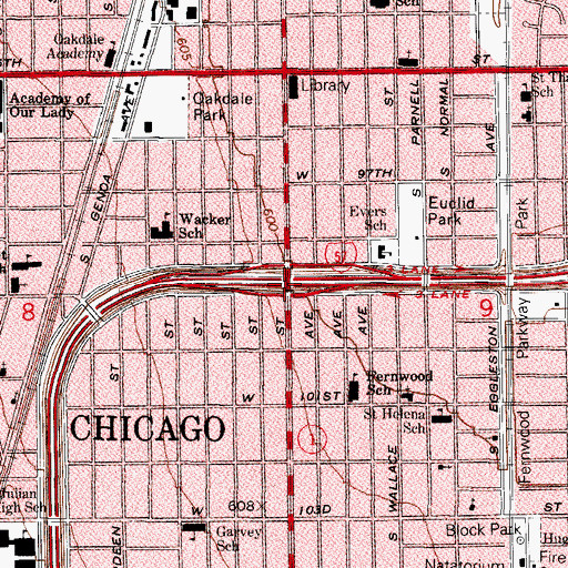 Topographic Map of Interchange 357, IL