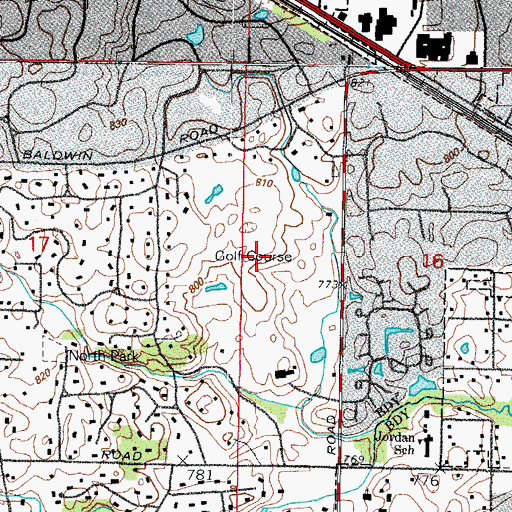 Topographic Map of Inverness Golf Club, IL