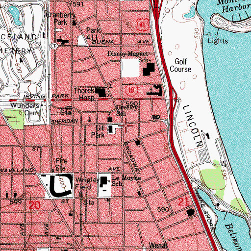 Topographic Map of Isaac G Ettleson Building, IL