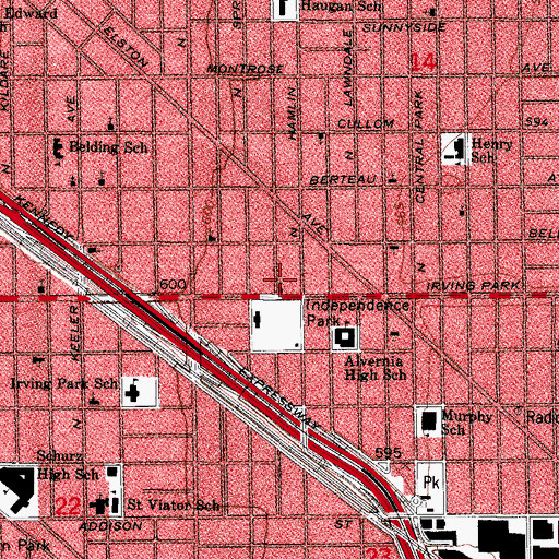 Topographic Map of Irving Park Free Methodist Church, IL