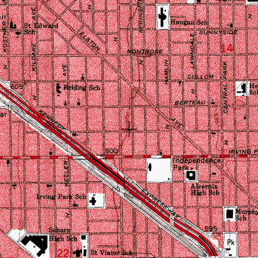 Topographic Map of Irving Park Lutheran Church, IL